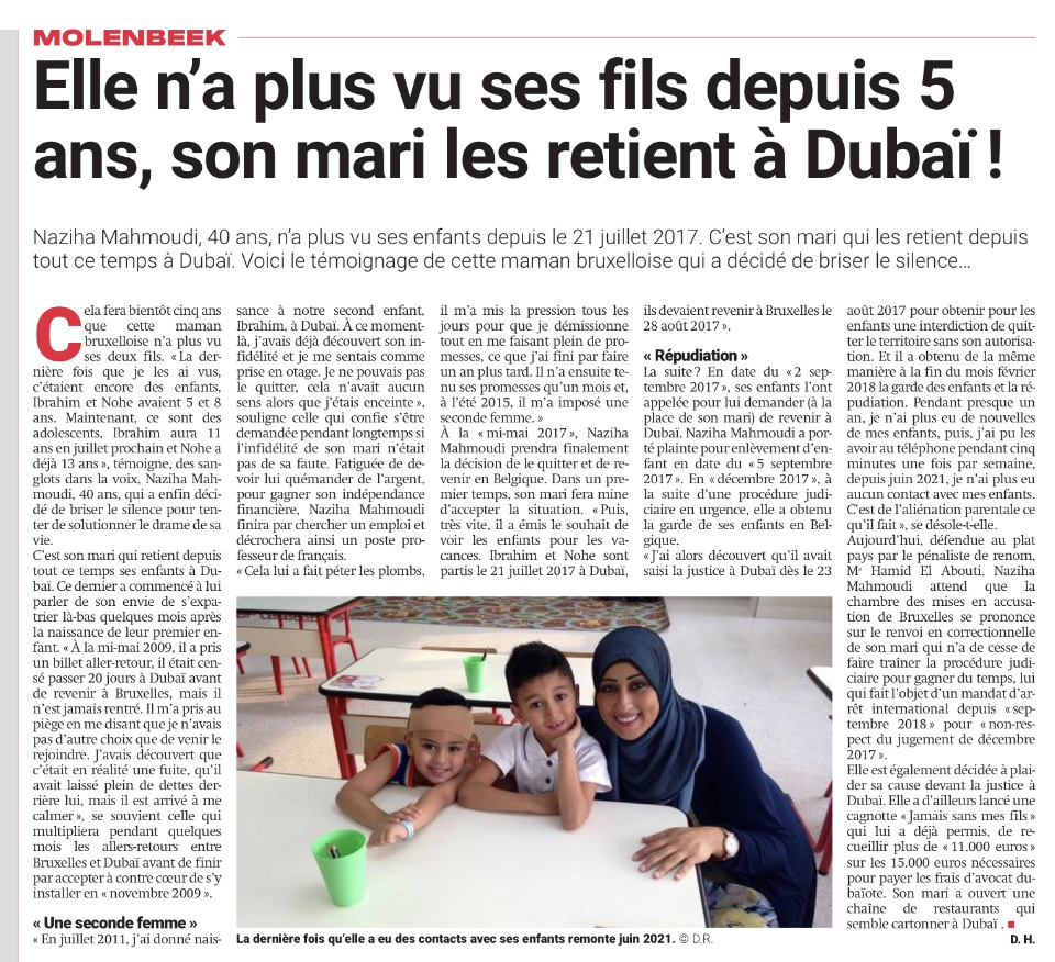 Elle n'a plus vu ses fils depuis 5 ans, son mari les retient à Dubaï - Hamid El Abouti - Avocat Pénaliste